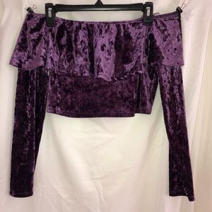 GROOVY VELVET OFF THE SHOULDER LONG SLEEVE